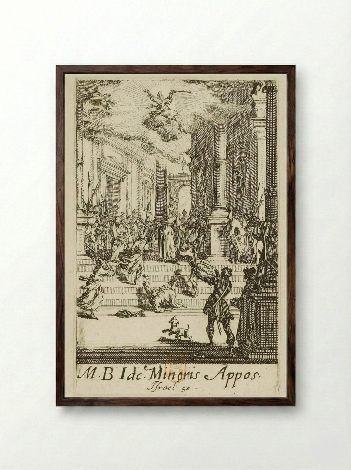 The Martyrdom of Saint Sebastian - Jacques Callot - Framed Print Dark Wood