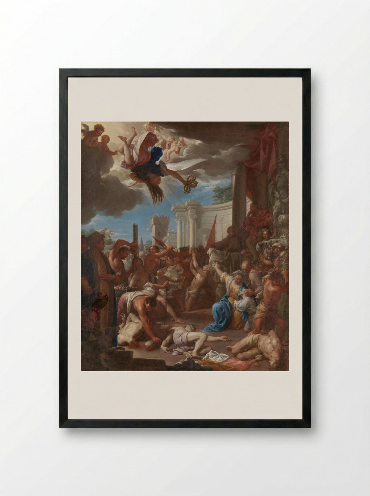 The Martyrdom of the Seven Sons of Saint Felicitas - Francesco Trevisani - Framed Print Black