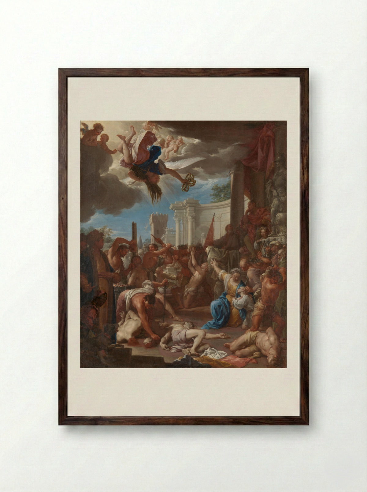 The Martyrdom of the Seven Sons of Saint Felicitas - Francesco Trevisani - Framed Print Dark Wood
