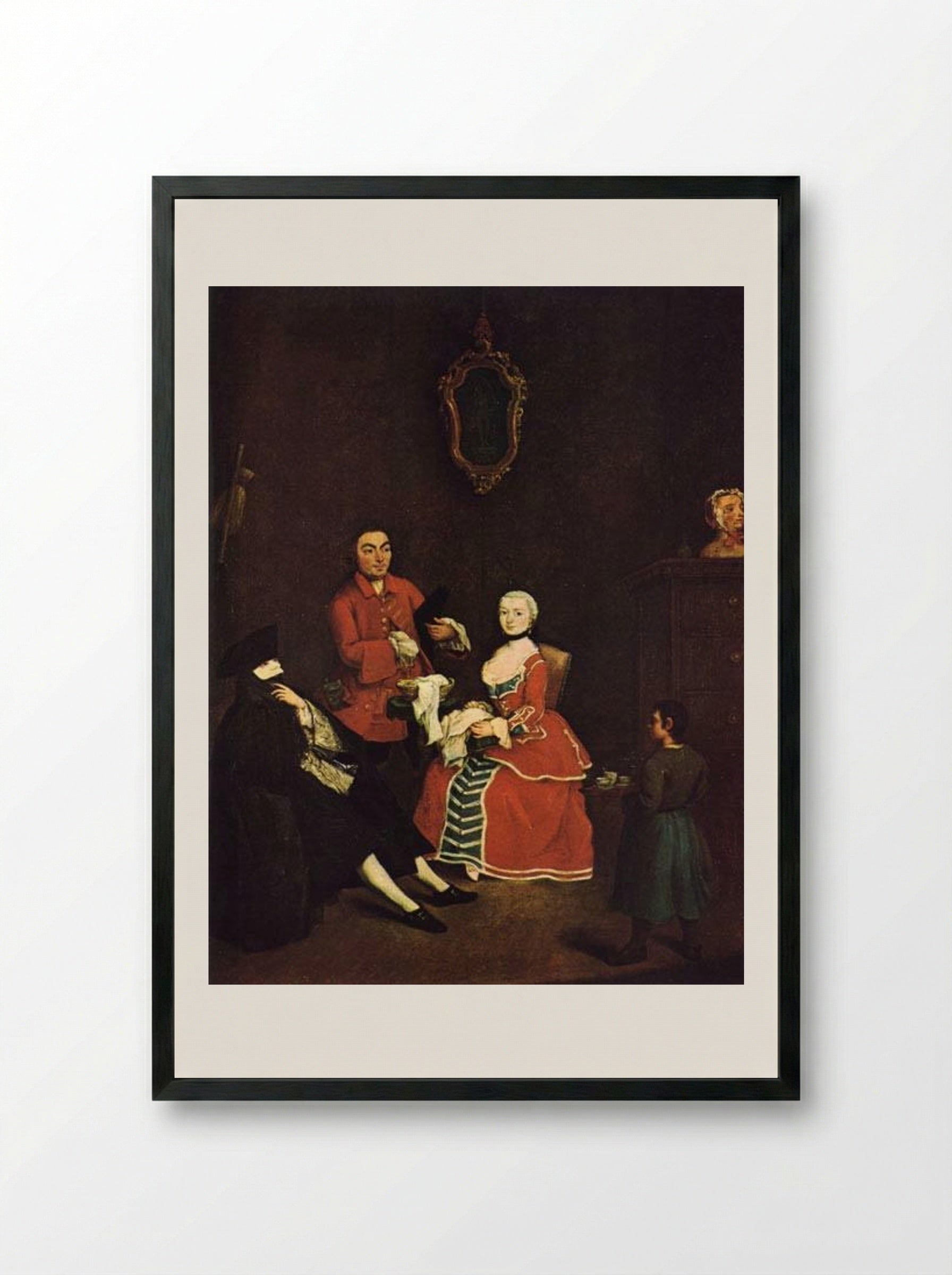 The Masked Visitor - Pietro Longhi - Framed Print Black