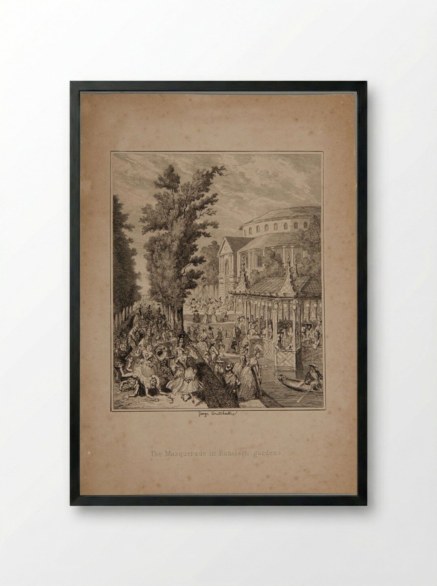 The Masquerade in Ranelagh Gardens - George Cruikshank - Framed Print Black