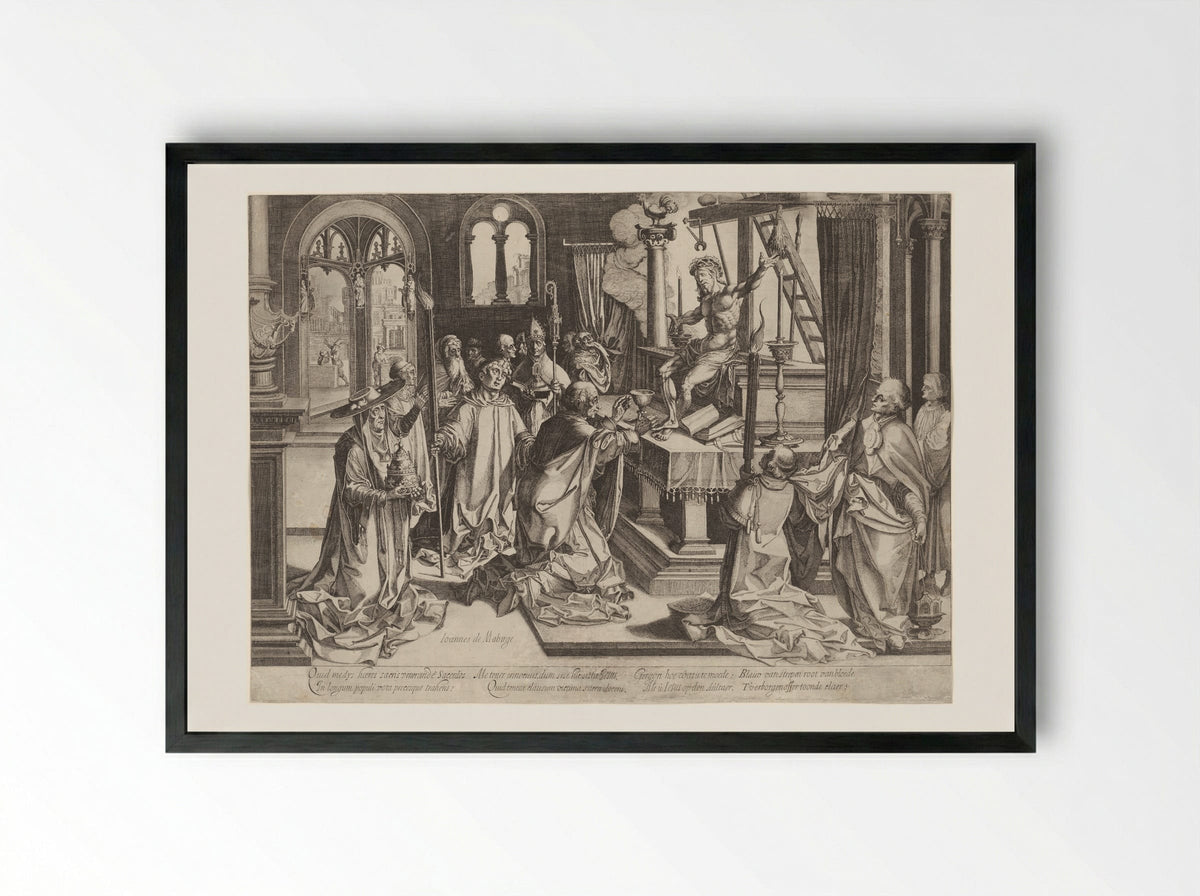 The Mass of Saint Gregory - Simon Frisius - Framed Print Black