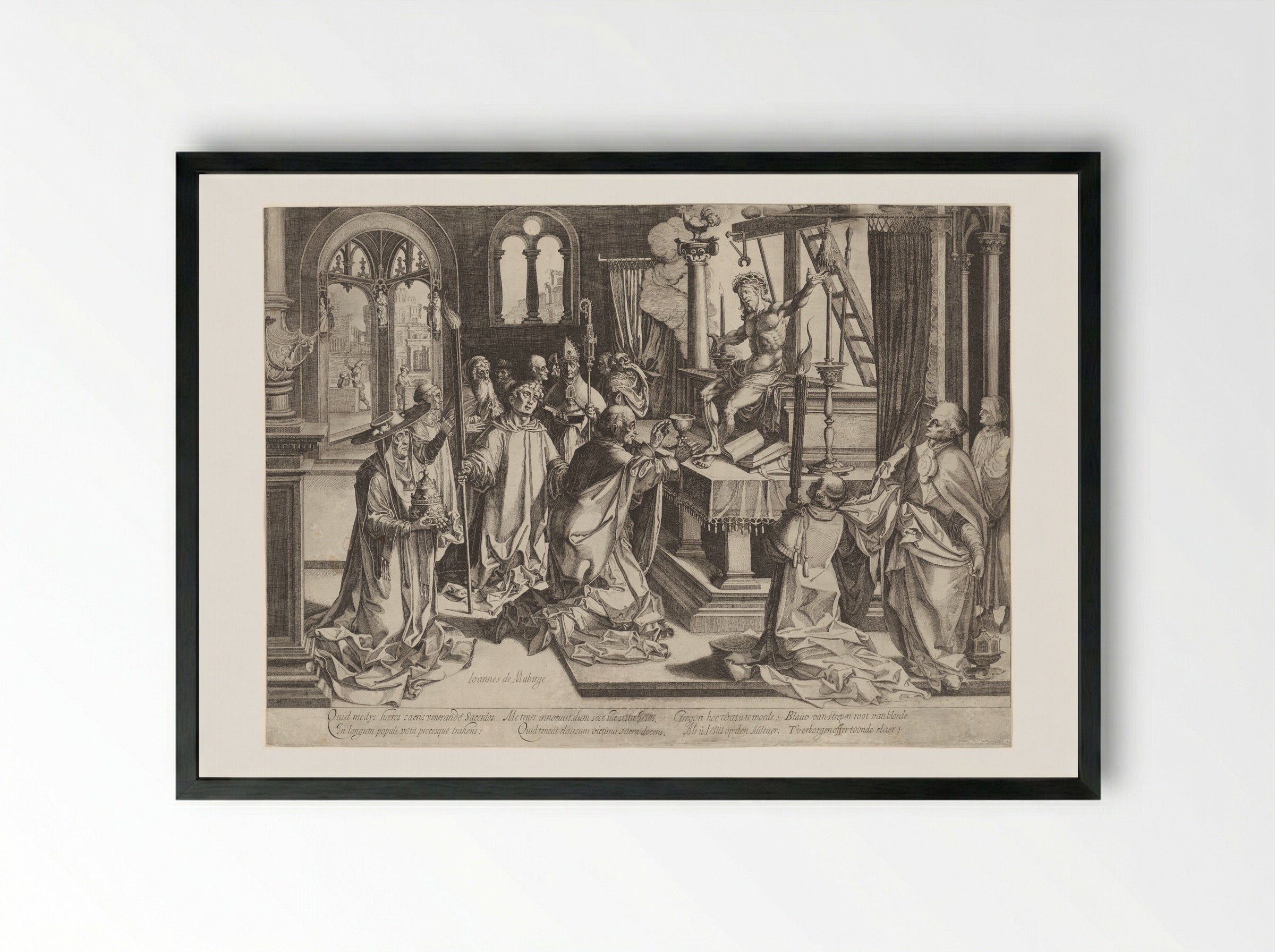 The Mass of Saint Gregory - Simon Frisius - Framed Print Black
