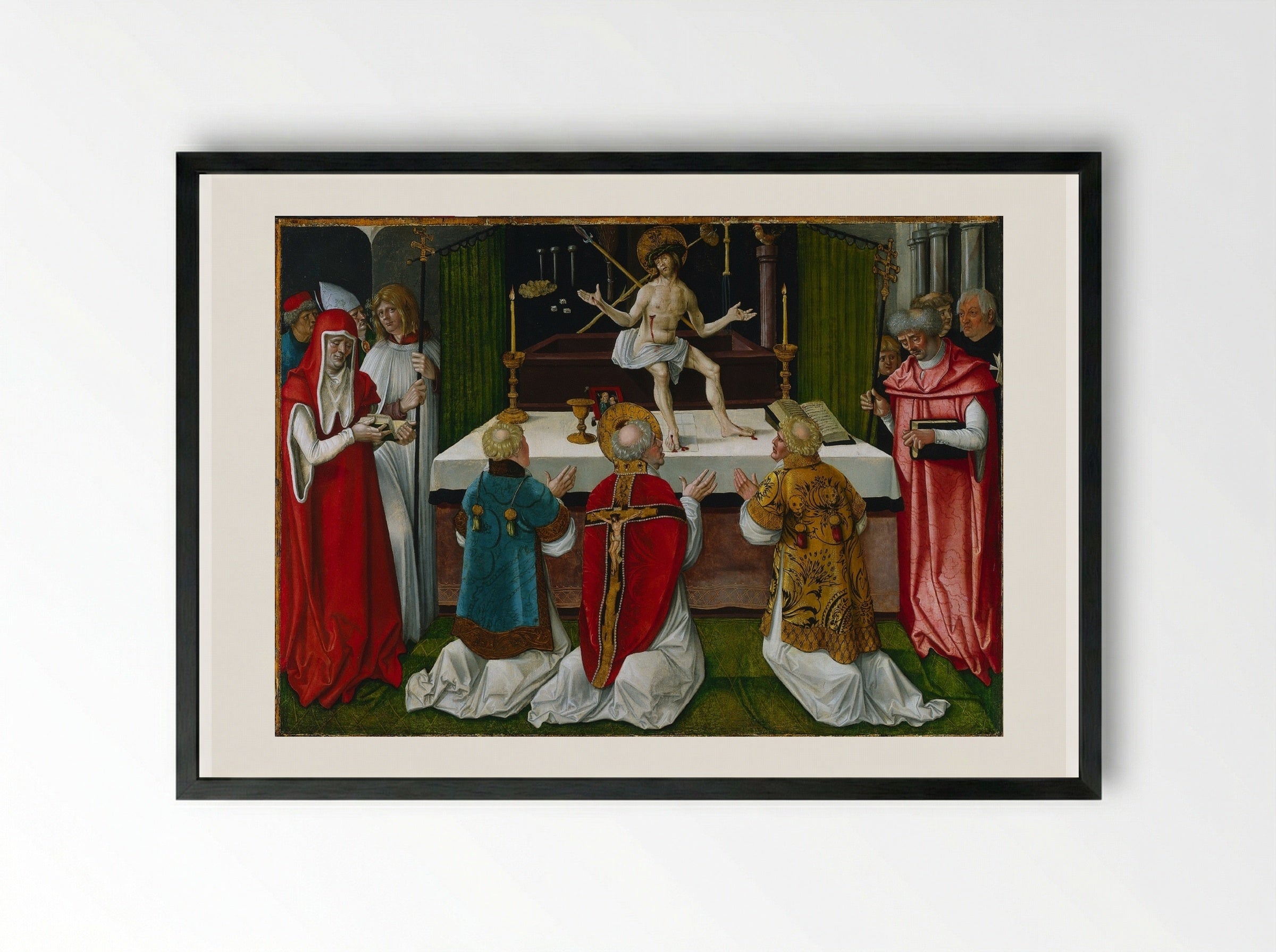 The Mass of Saint Gregory - Hans Baldung - Framed Print Black