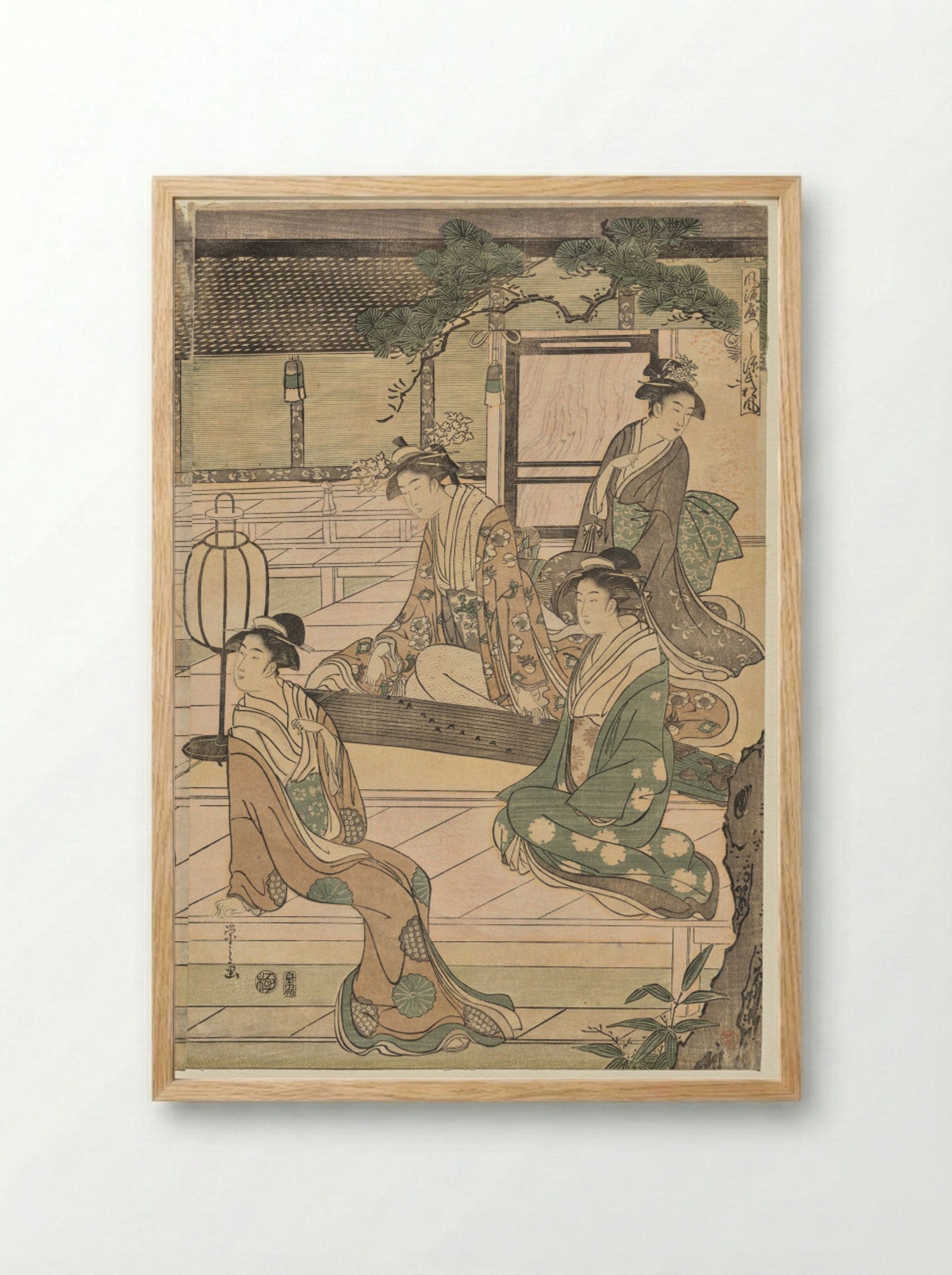 The Matsukaze Chapter of the Tale of Genji - Chōbunsai Eishi - Framed Print Wood