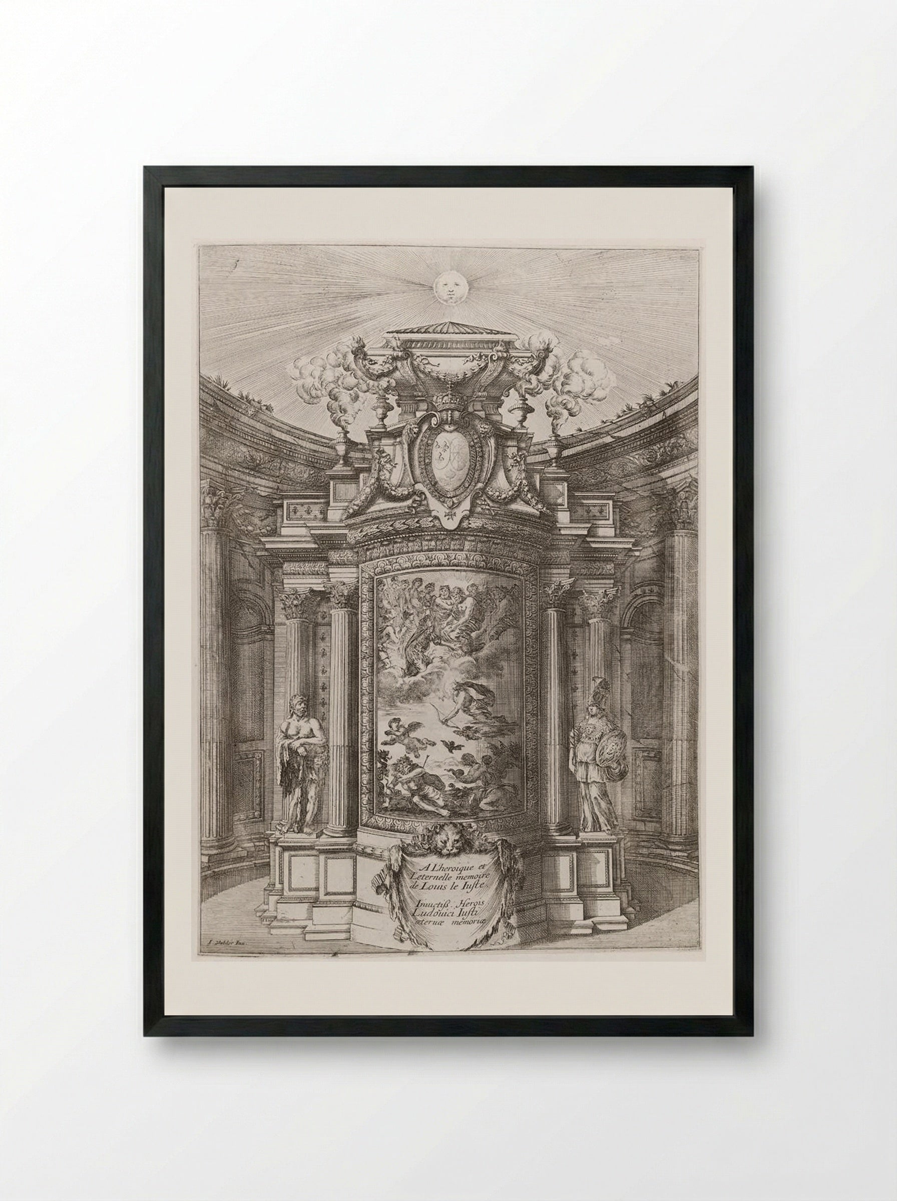The Mausoleum of Louis XIII - Stefano Della Bella - Framed Print Black