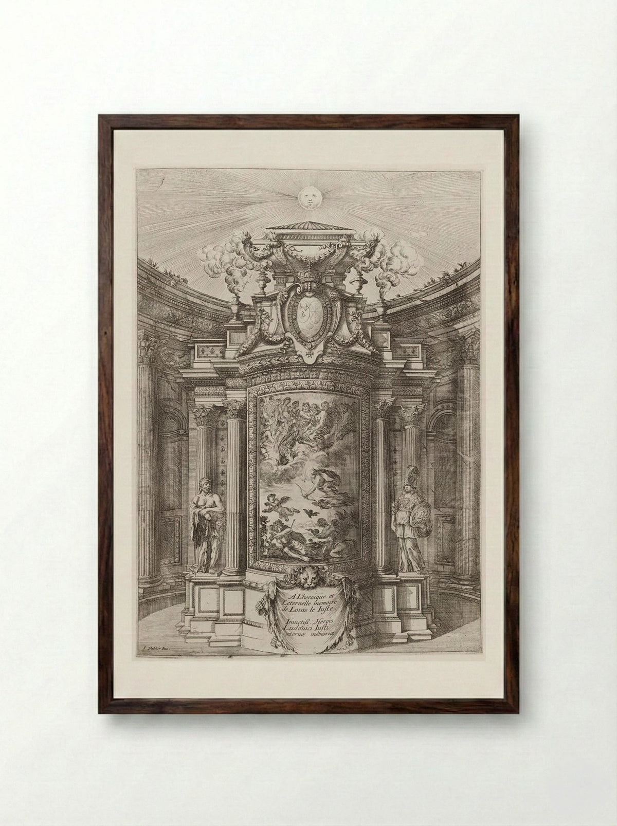 The Mausoleum of Louis XIII - Stefano Della Bella - Framed Print Dark Wood