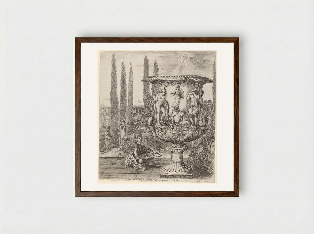 The Medici Vase - Stefano Della Bella - Framed Print Dark Wood