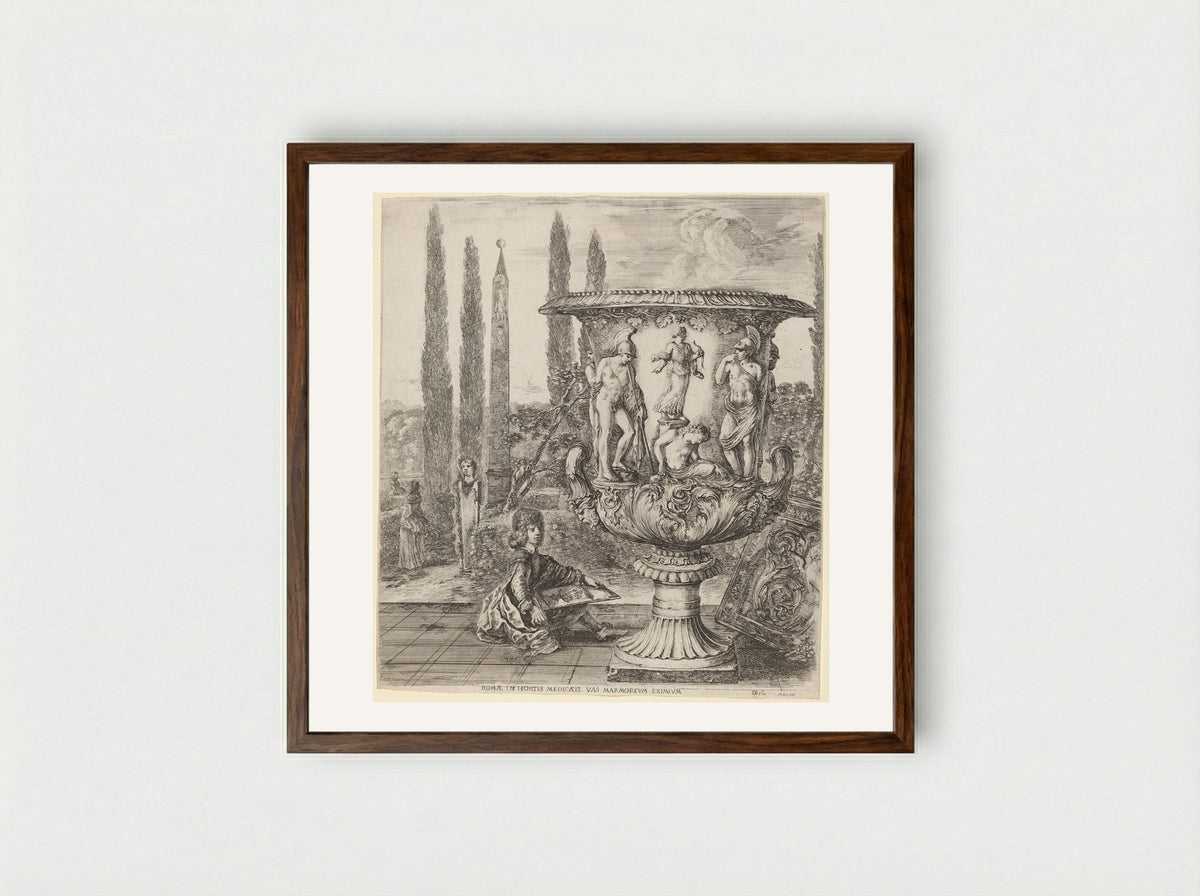 The Medici Vase - Stefano Della Bella - Framed Print Dark Wood