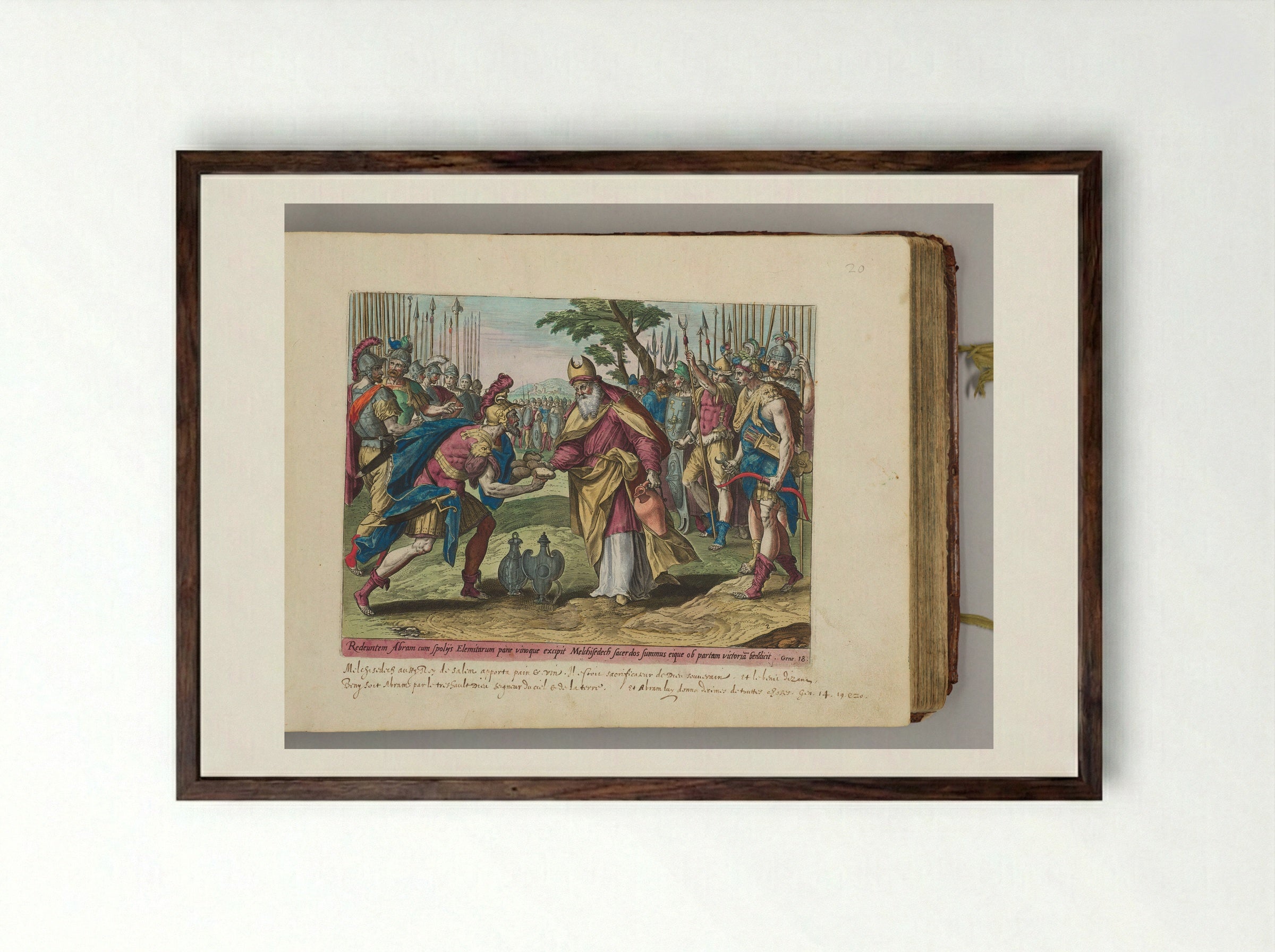 The Meeting of Abraham and Melchizedek - Adriaen Collaert - Framed Print Dark Wood