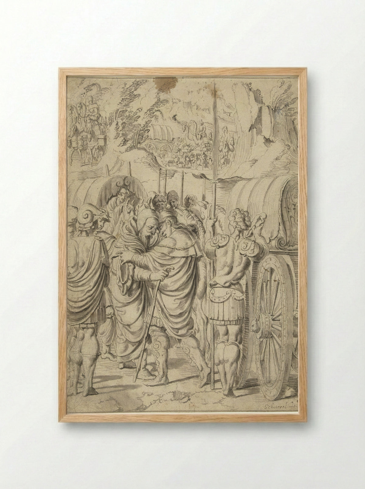 The Meeting of Abraham and Melchizedek - Aertgen Claesz. van Leyden - Framed Print Wood