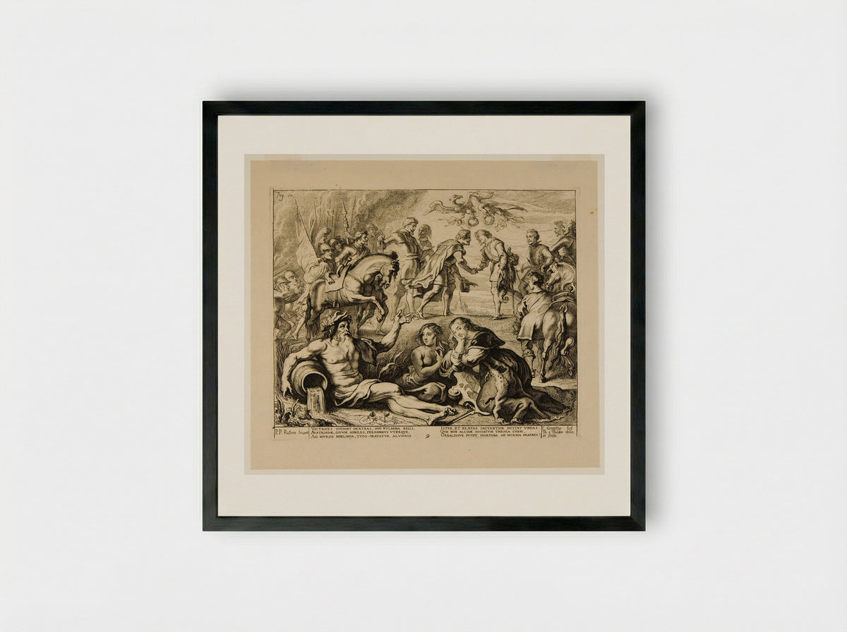 The Meeting of Ferdinand, King of Hungary, and the Cardinal-Infante Ferdinand of Spain at Nördlingen - Theodor van Thulden - Framed Print Black