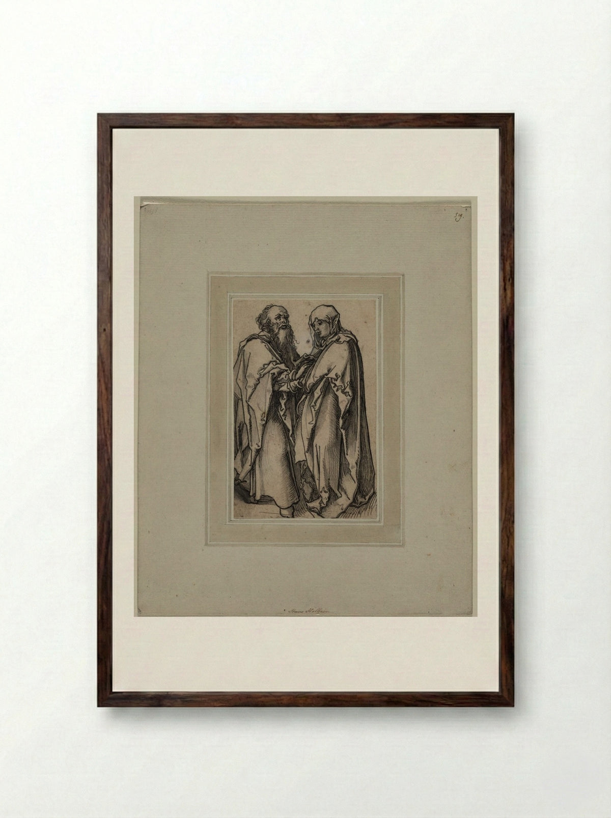The Meeting of Joachim and Anna - Wolf Traut - Framed Print Dark Wood