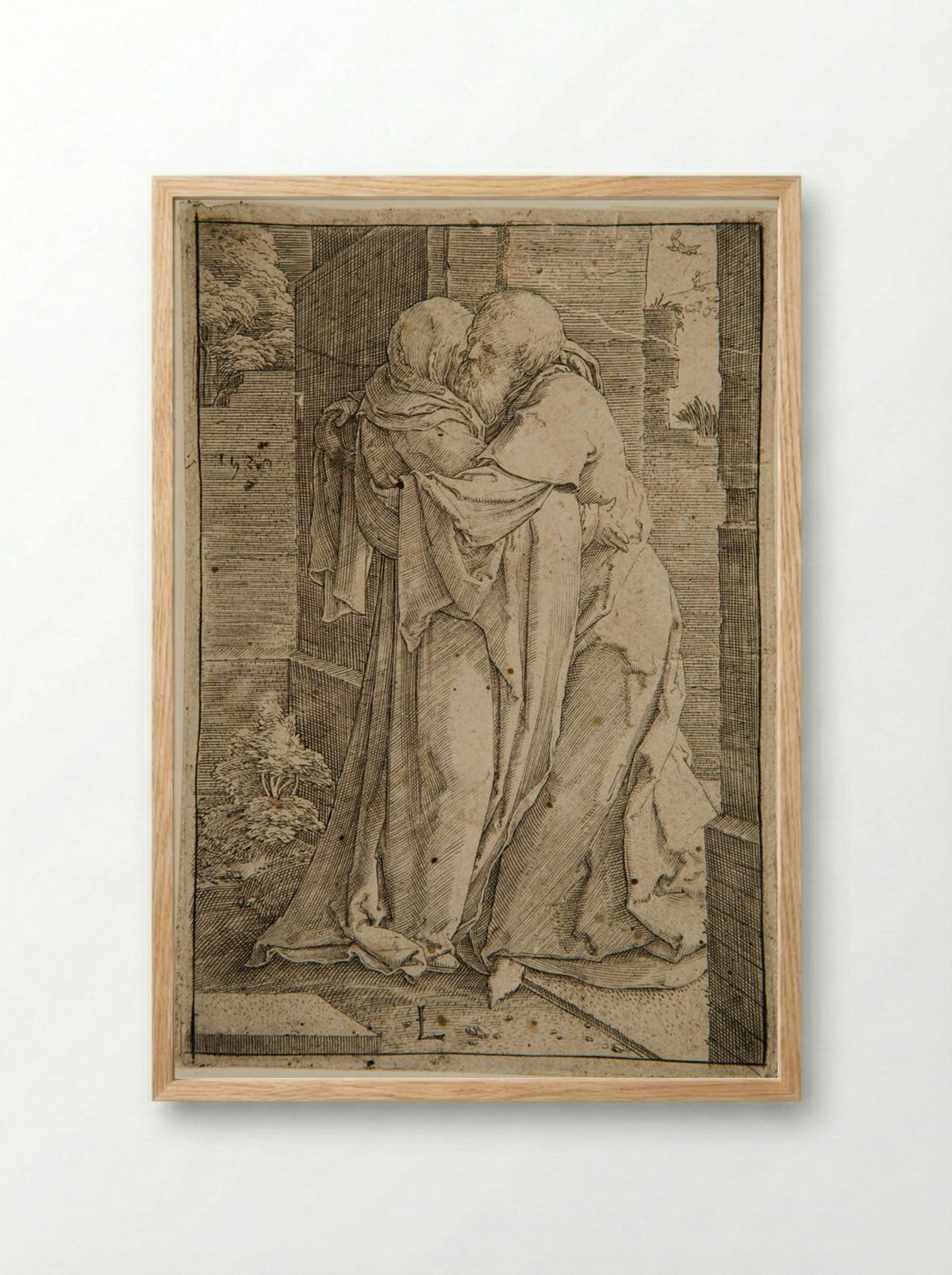 The Meeting of Joachim and Anna - Lucas van Leyden - Framed Print Wood