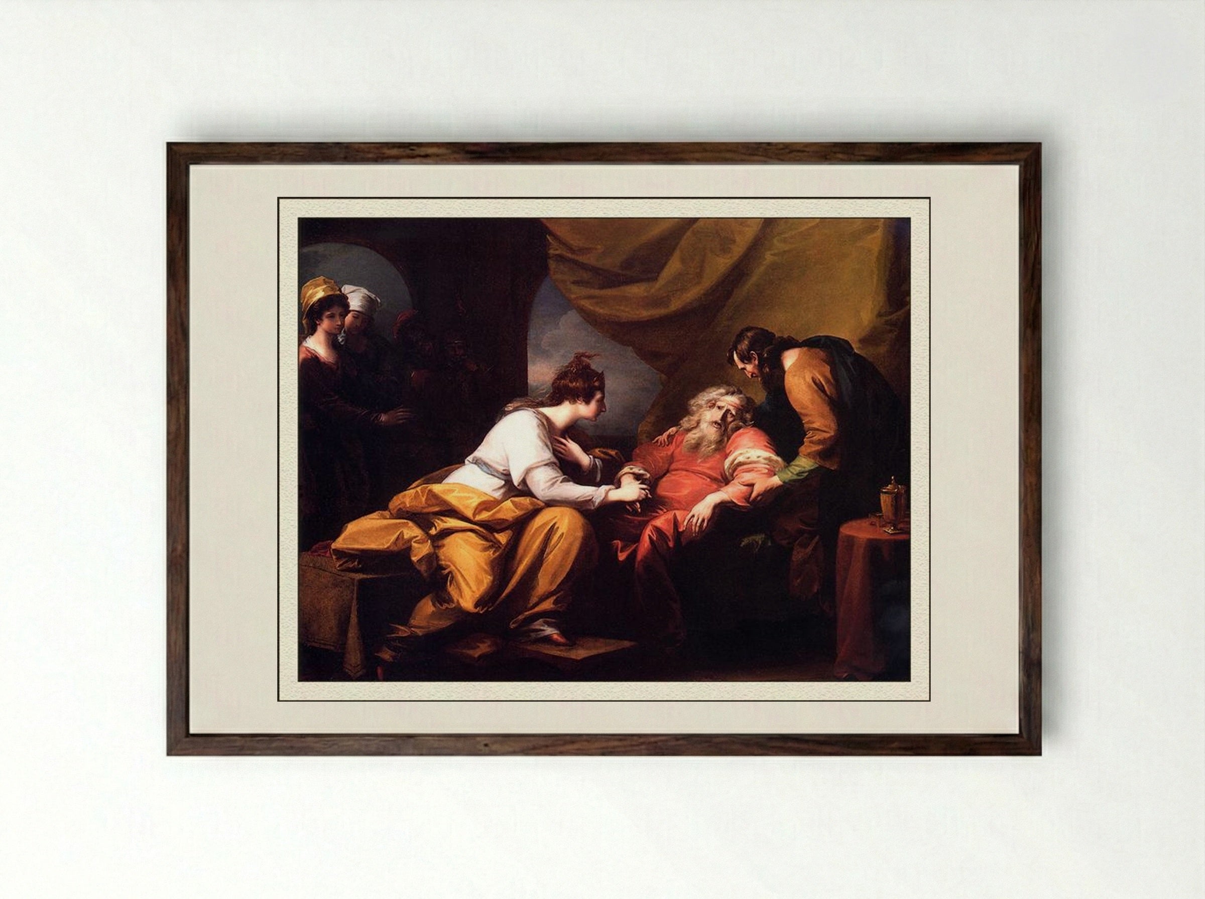 The Meeting of Lear and Cordelia - Benjamin West - Framed Print Dark Wood