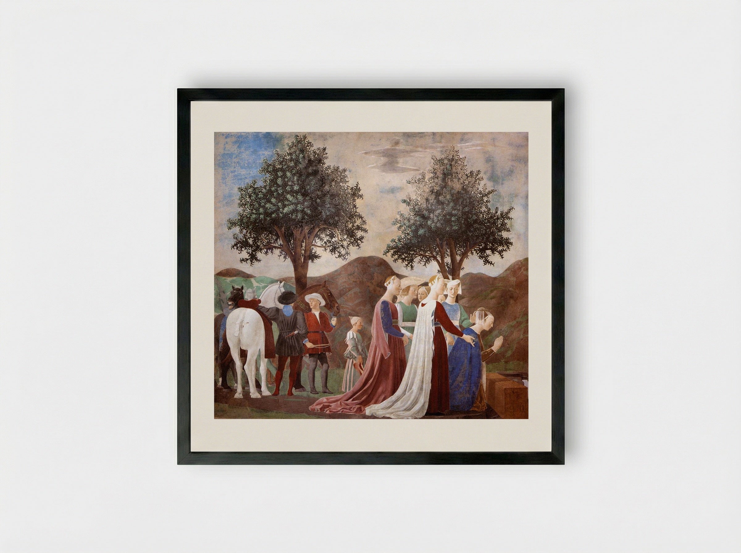 The Meeting of Solomon and the Queen of Sheba - Piero della Francesca - Framed Print Black