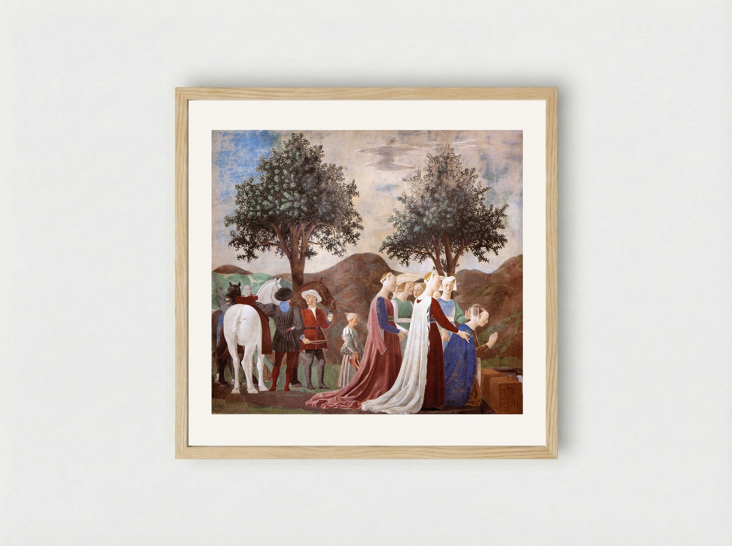 The Meeting of Solomon and the Queen of Sheba - Piero della Francesca - Framed Print Wood
