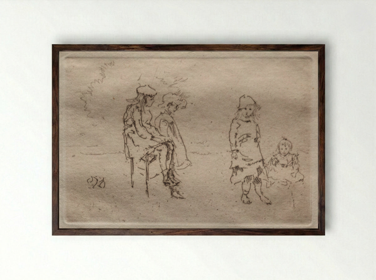 The Menpes Children - James McNeill Whistler - Framed Print Dark Wood