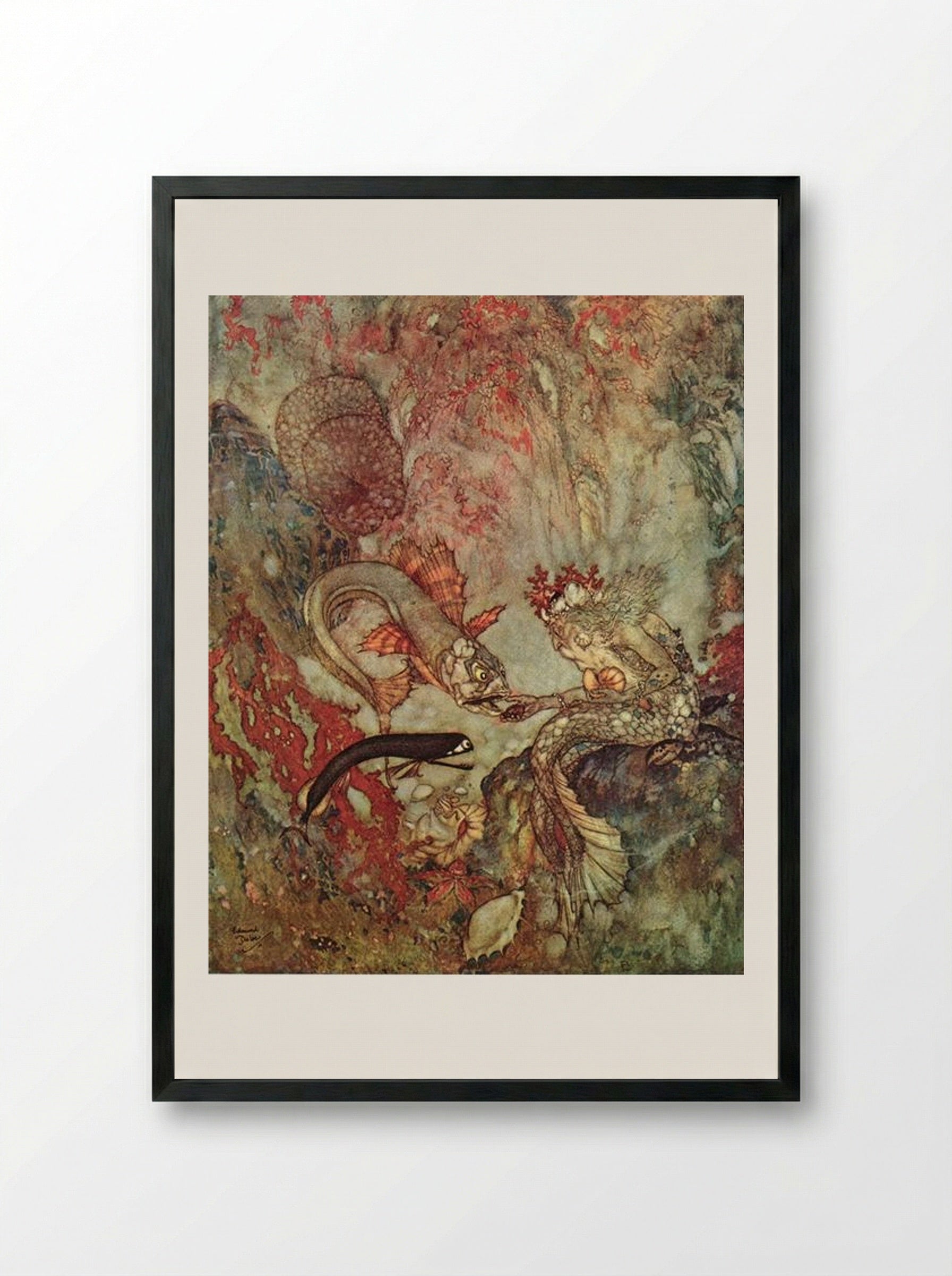 The Merman King - Edmund Dulac - Framed Print Black