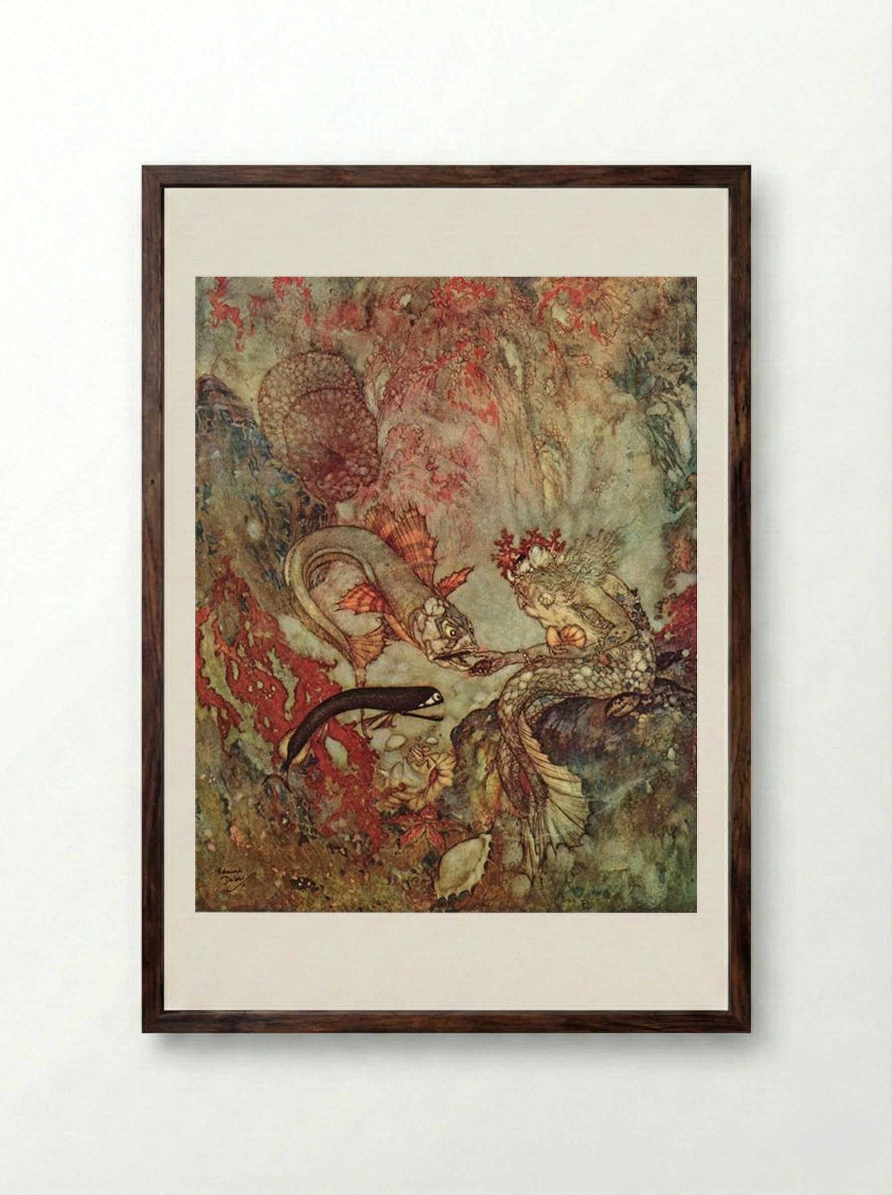 The Merman King - Edmund Dulac - Framed Print Dark Wood