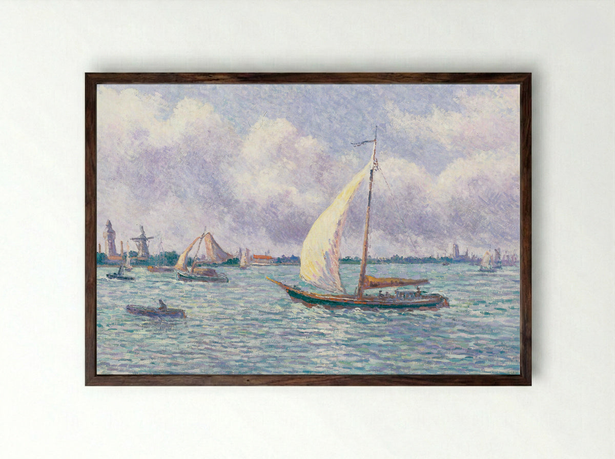 The Meuse near Dordrecht - Maximilien Luce - Framed Print Dark Wood