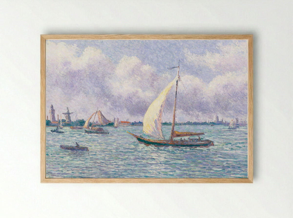 The Meuse near Dordrecht - Maximilien Luce - Framed Print Wood