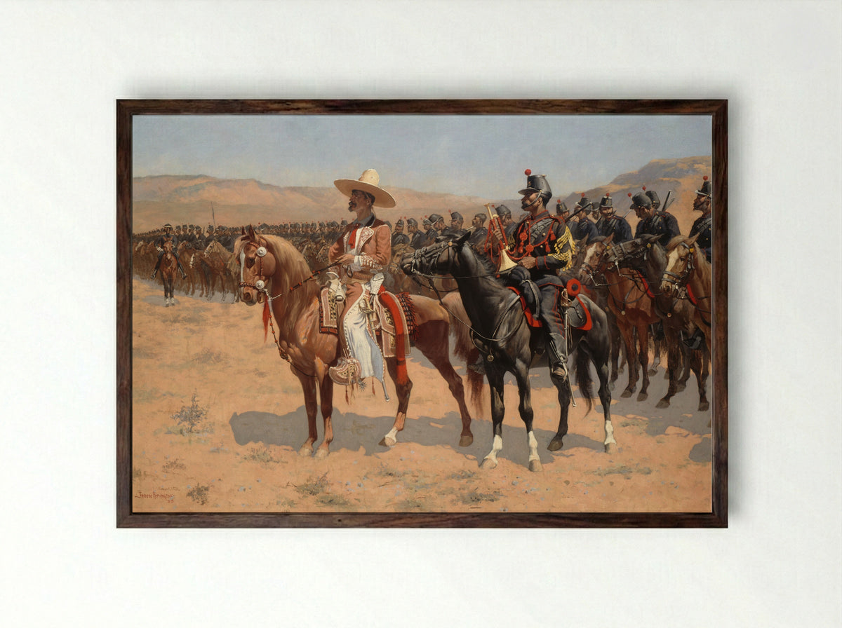 The Mexican Major - Frederic Remington - Framed Print Dark Wood