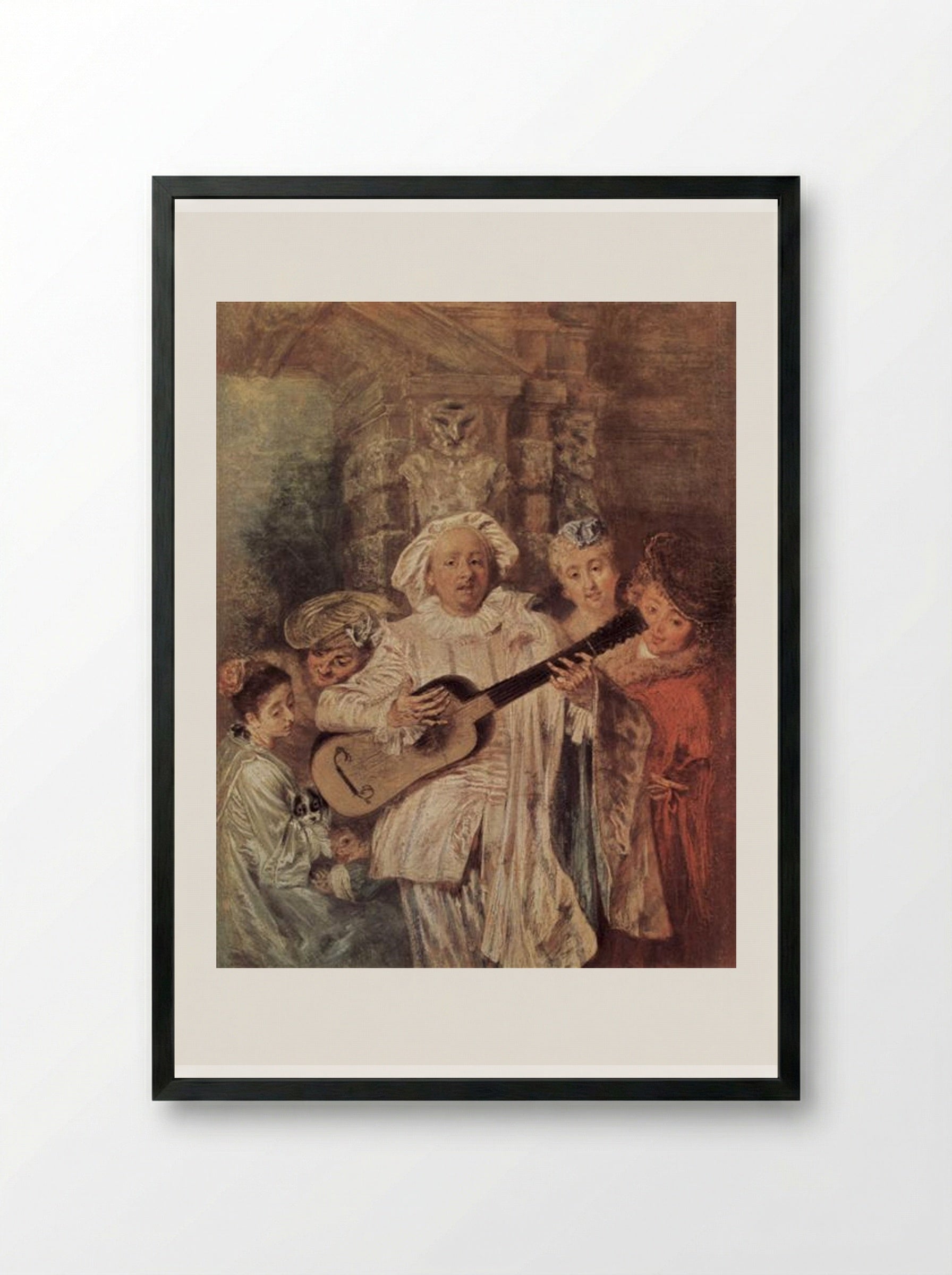 The Mezzetin's Family - Antoine Watteau - Framed Print Black