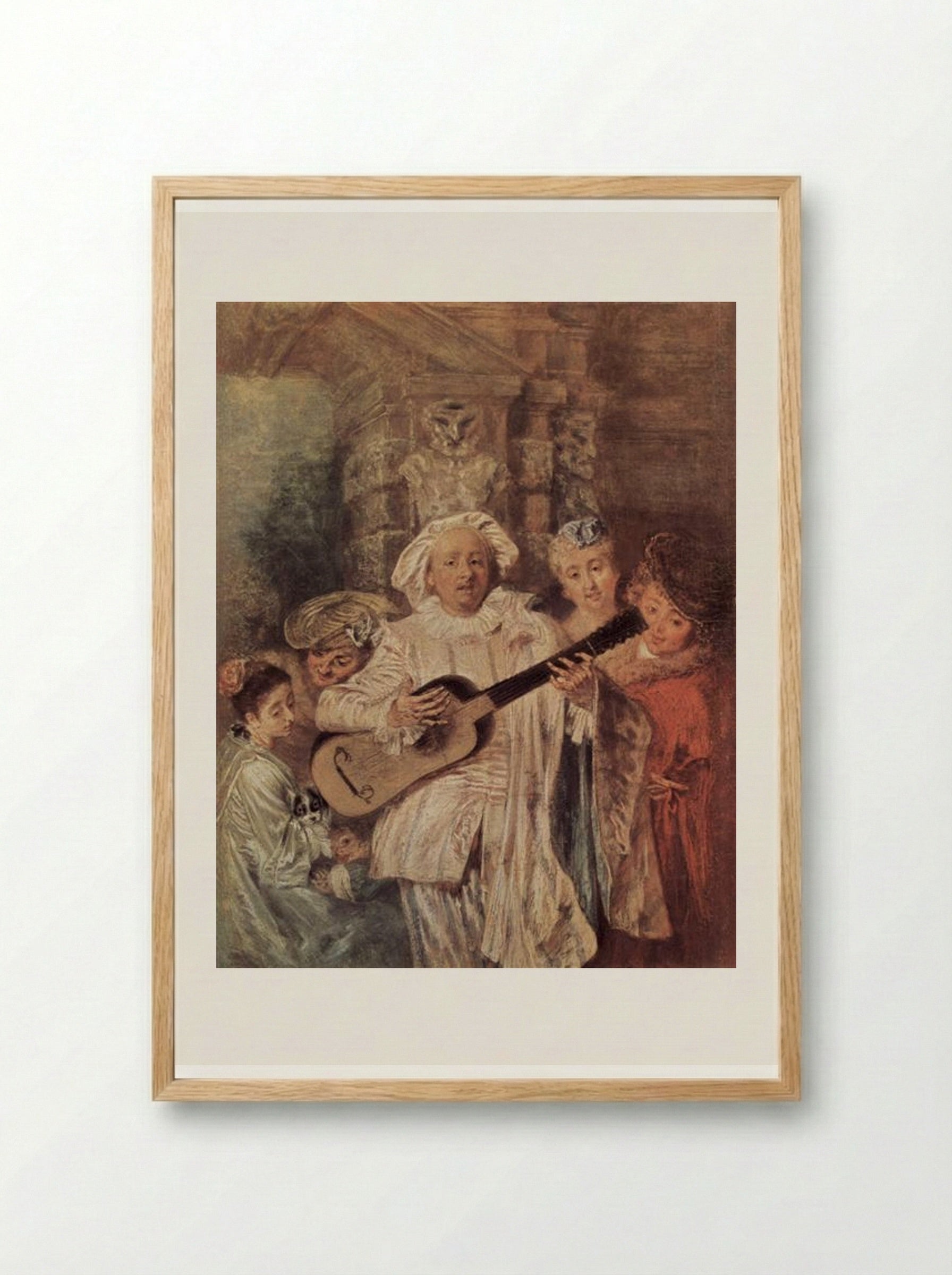 The Mezzetin's Family - Antoine Watteau - Framed Print Wood