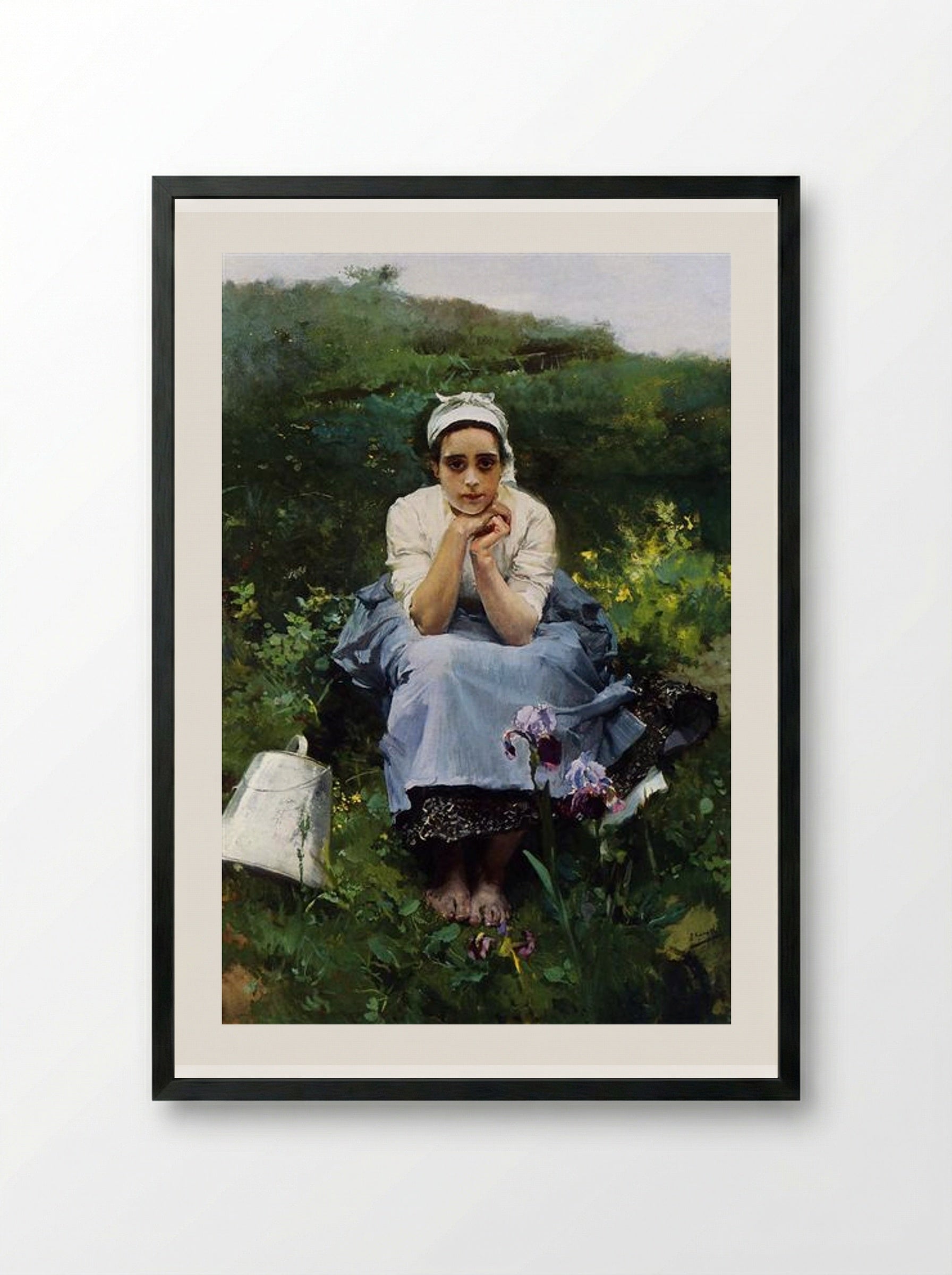 The Milkmaid - Joaquín Sorolla - Framed Print Black