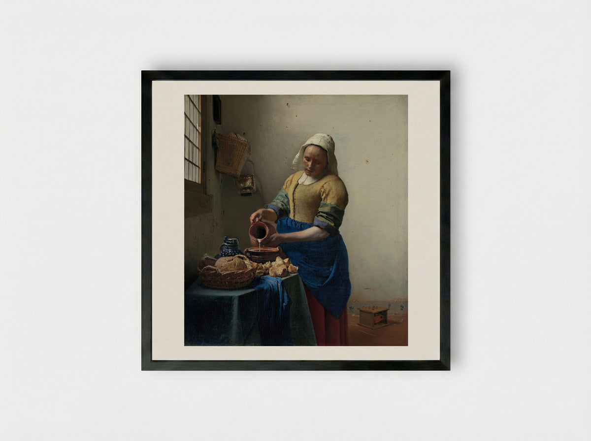The Milkmaid - Johannes Vermeer - Framed Print Black