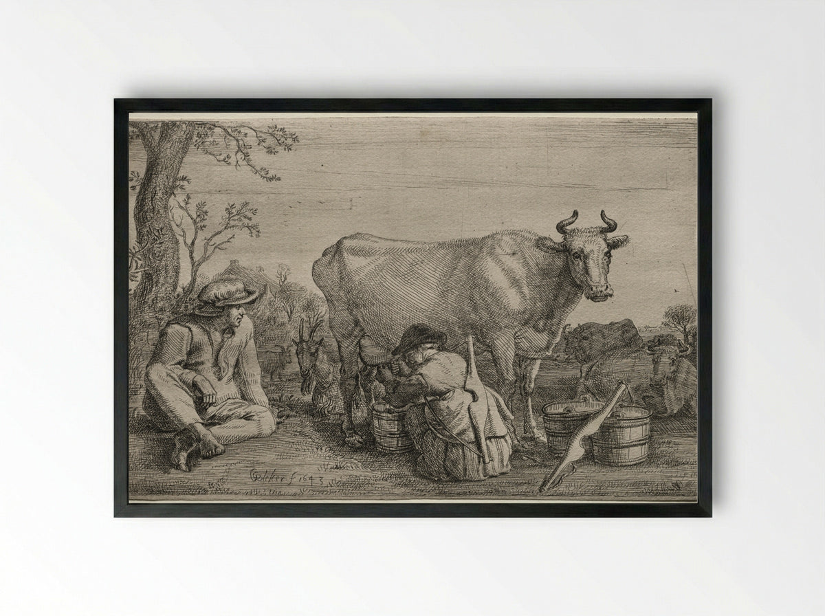 The Milkmaid - Gerrit Claesz. Bleker - Framed Print Black