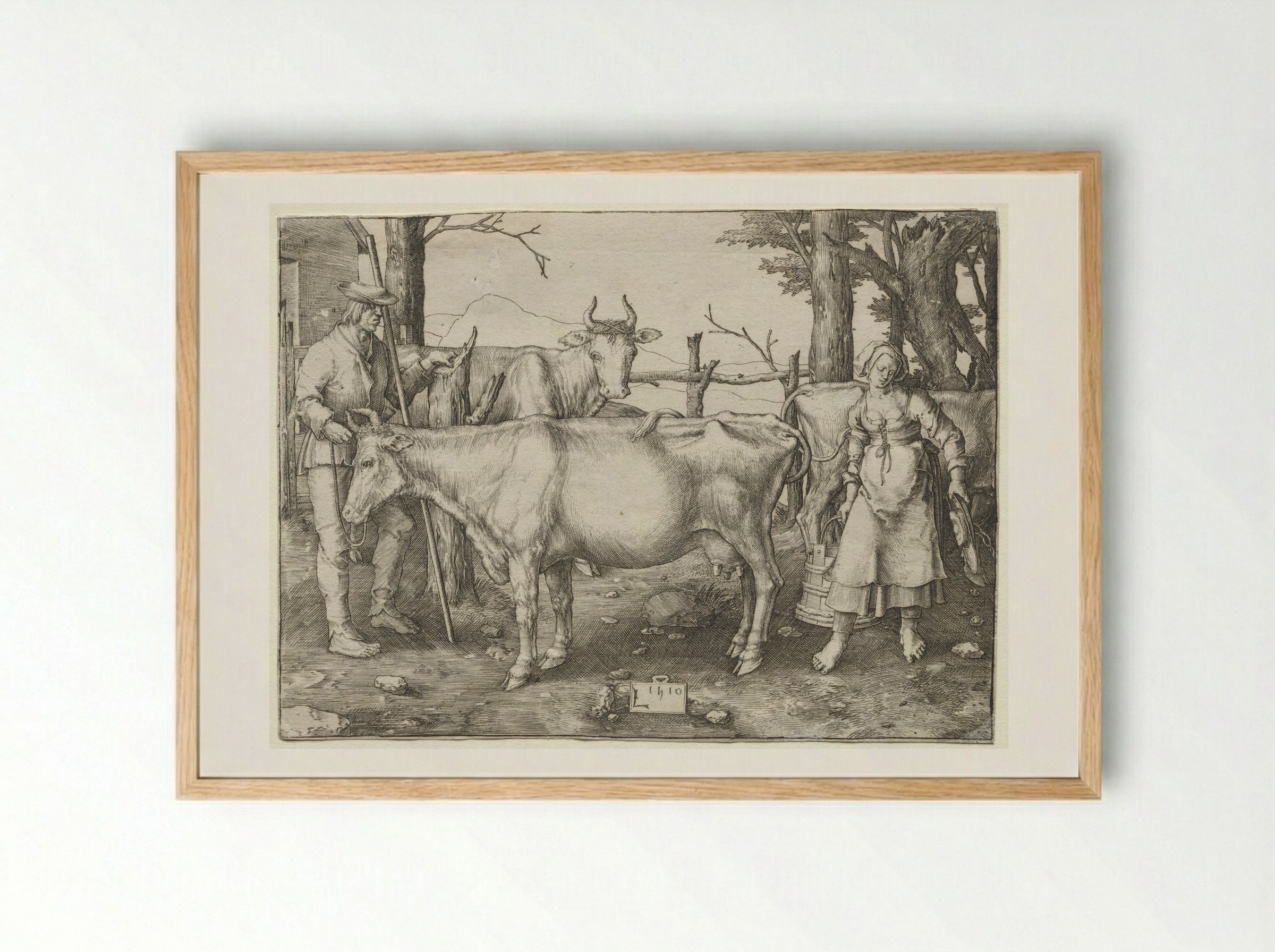 The Milkmaid - Lucas van Leyden - Framed Print Wood