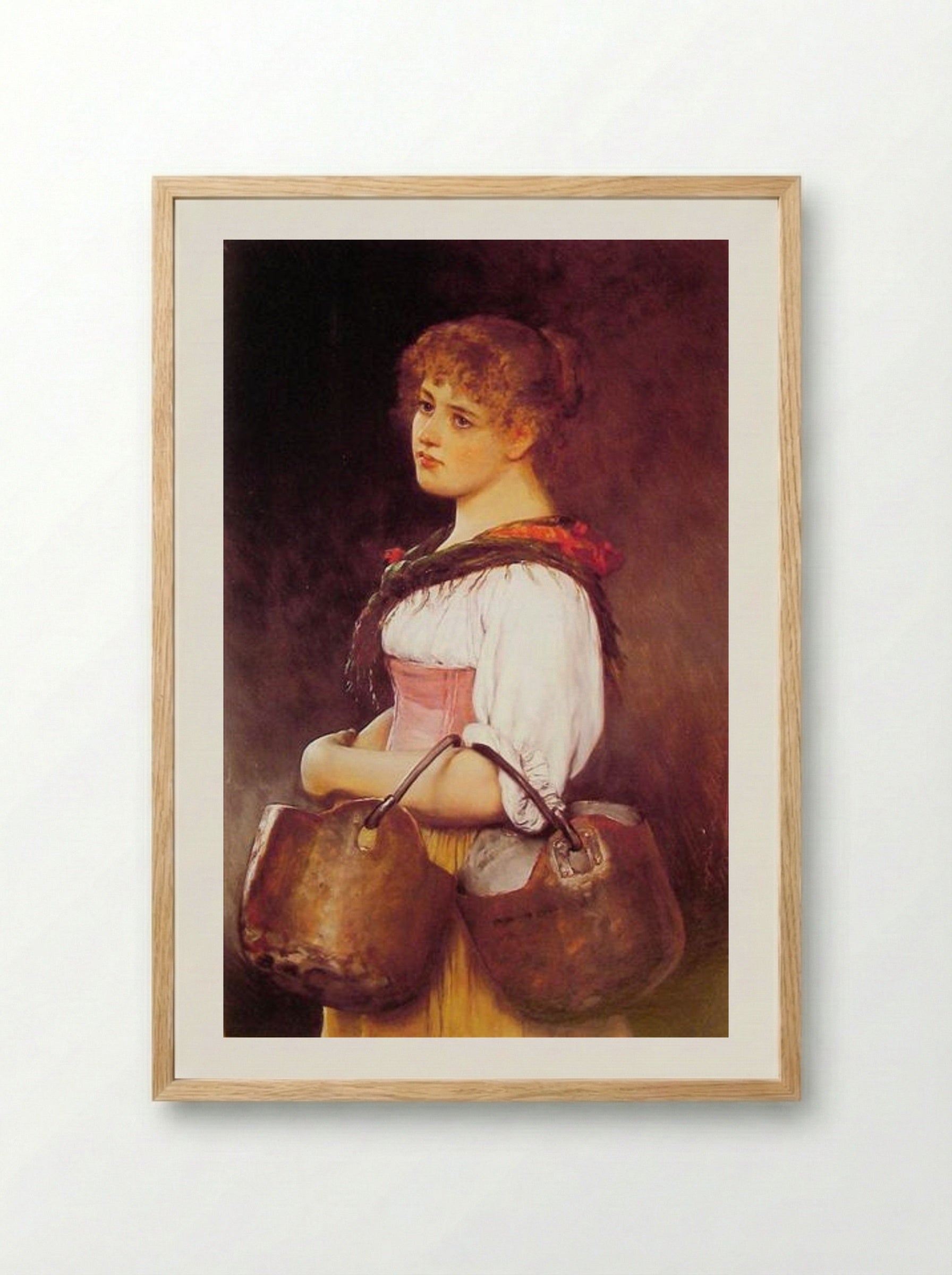 The Milkmaid - Eugene de Blaas - Framed Print Wood