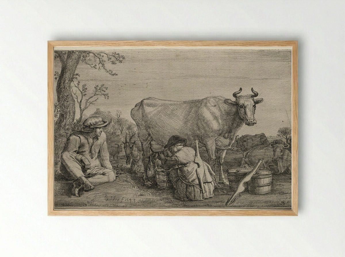 The Milkmaid - Gerrit Claesz. Bleker - Framed Print Wood
