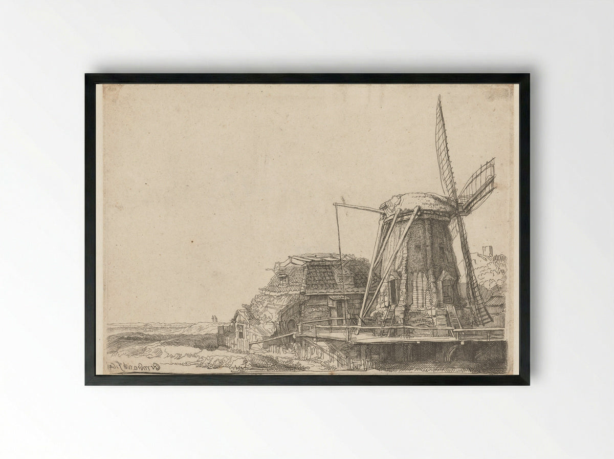 The Mill - Rembrandt van Rijn - Framed Print Black