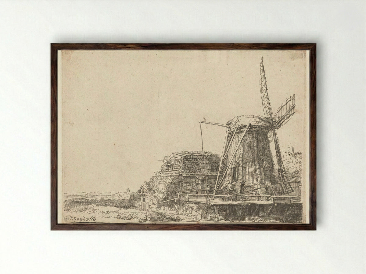 The Mill - Rembrandt van Rijn - Framed Print Dark Wood