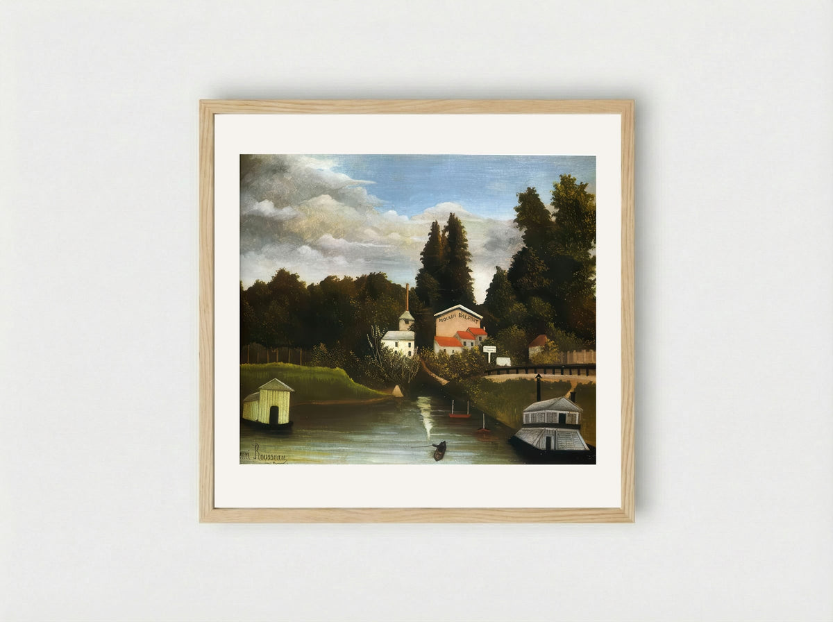 The Mill by Henri Rousseau – Naïve Art Village Landscape Print - Framed Print Wood