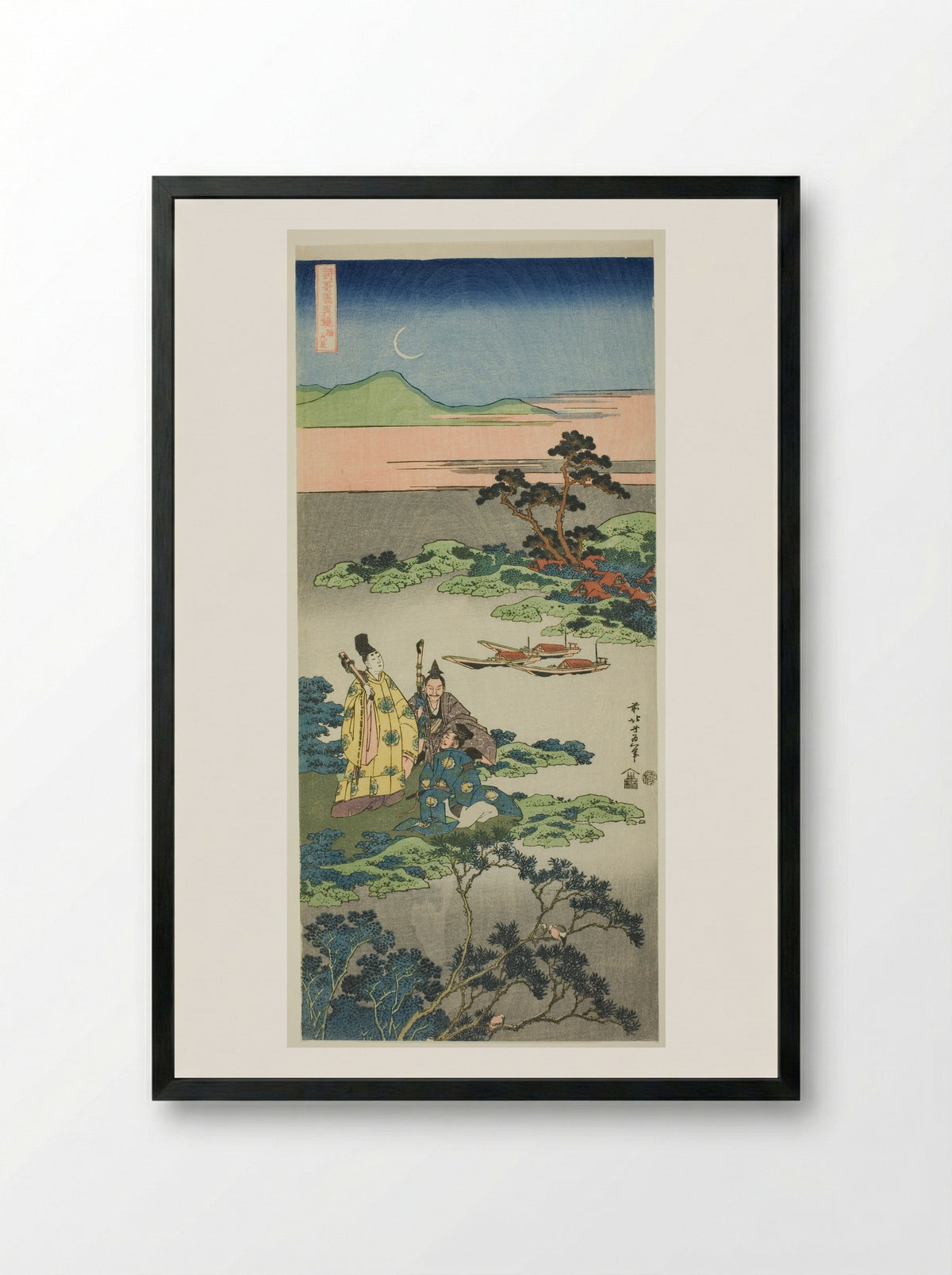 The Minister Toru (Toru no Otodo) - Katsushika Hokusai - Framed Print Black