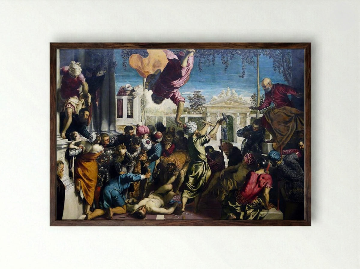 The Miracle of St Mark Freeing the Slave - Tintoretto - Framed Print Dark Wood
