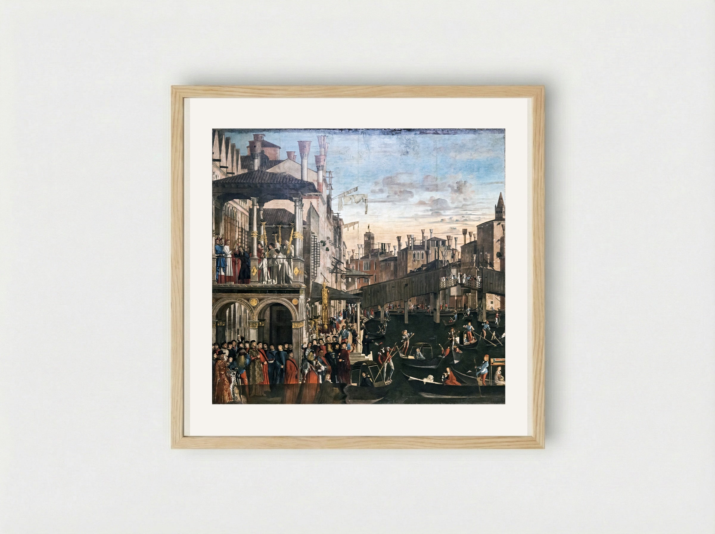The Miracle of the Relic of the True Cross on the Rialto Bridge - Vittore Carpaccio - Framed Print Wood