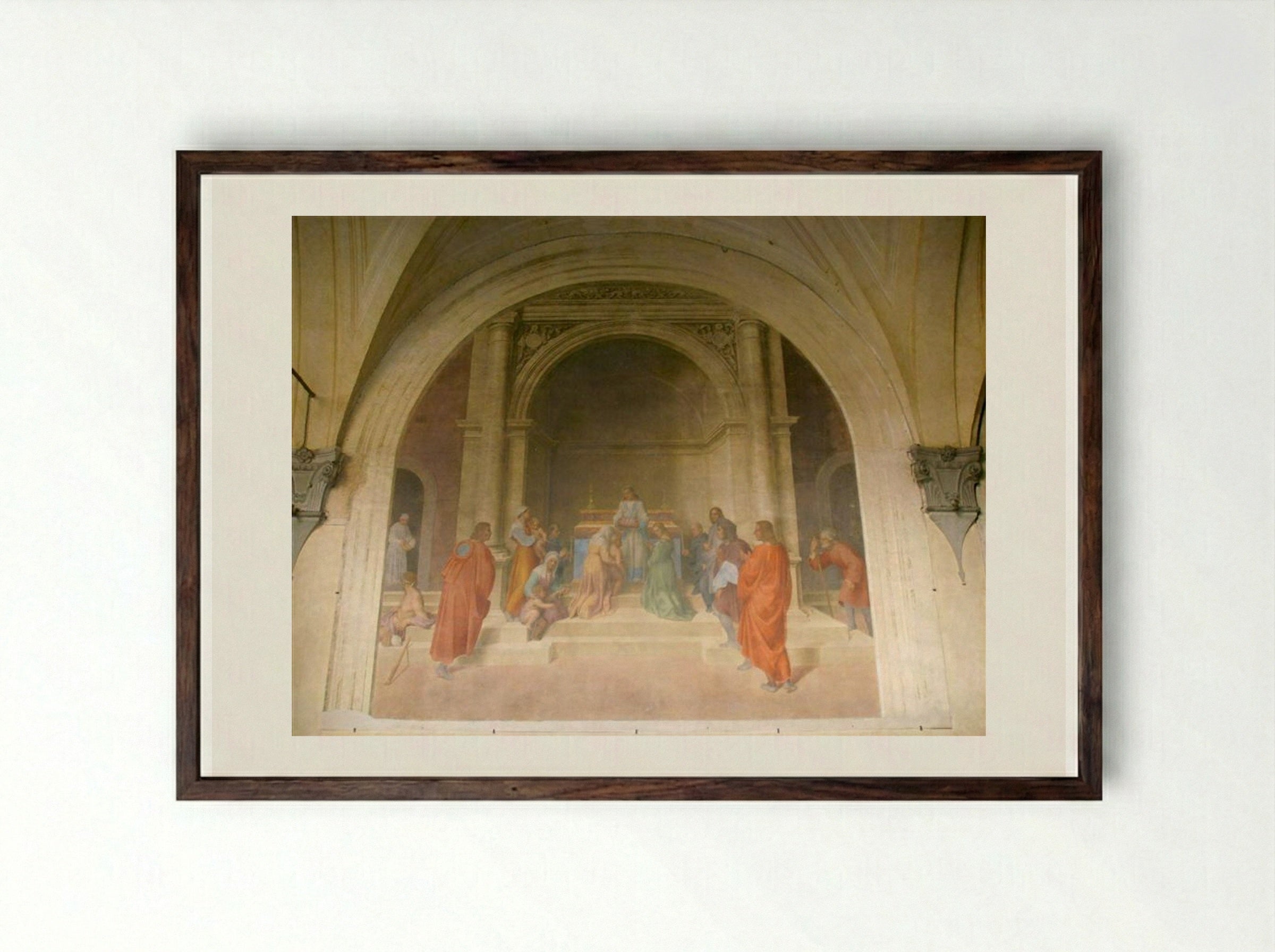 The Miracle of the Relics of San Filippo - Andrea del Sarto - Framed Print Dark Wood