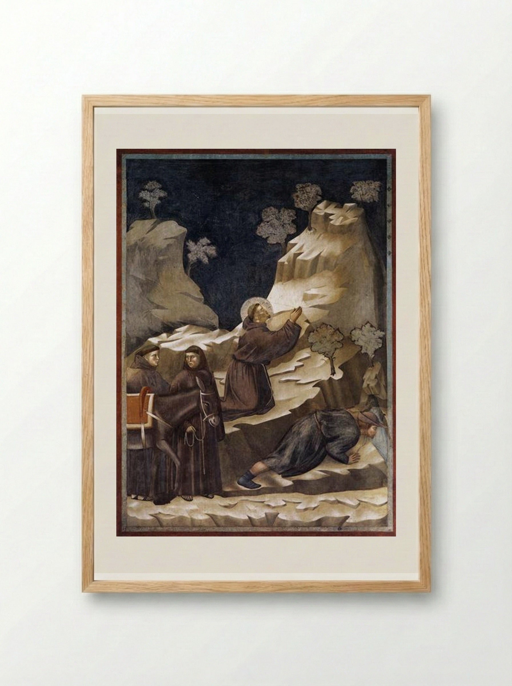 The Miracle of the Spring - Giotto di Bondone - Framed Print Wood