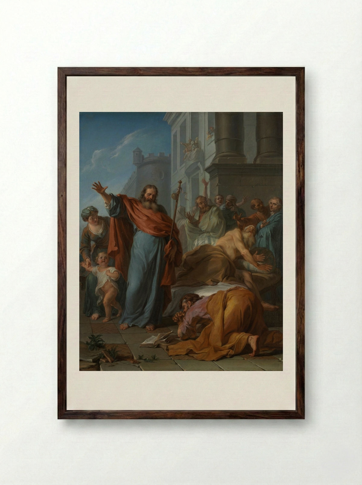 The Miracles of Saint James the Greater - Noël Nicolas Coypel - Framed Print Dark Wood