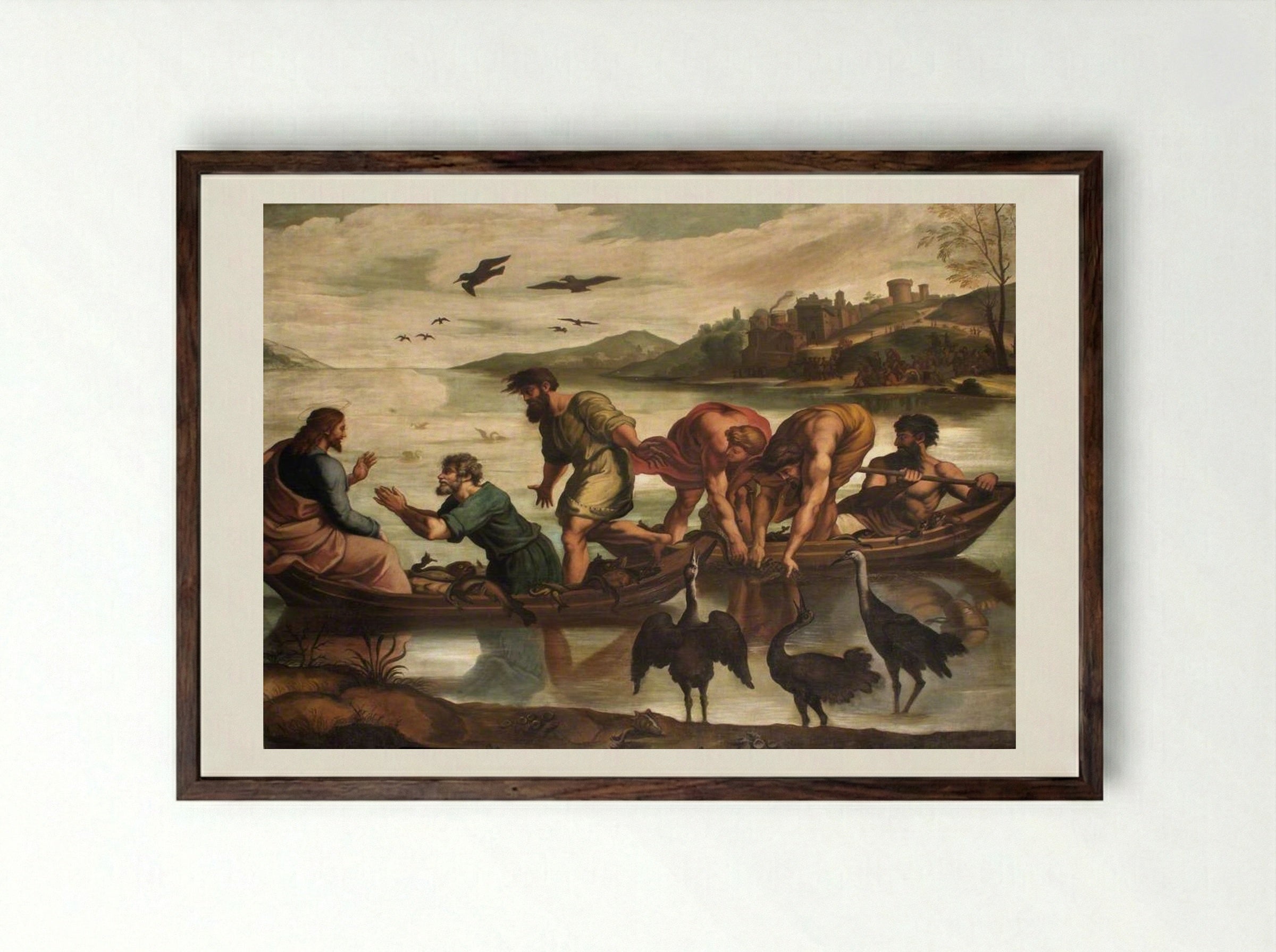 The Miraculous Draught of Fishes - Raphael - Framed Print Dark Wood