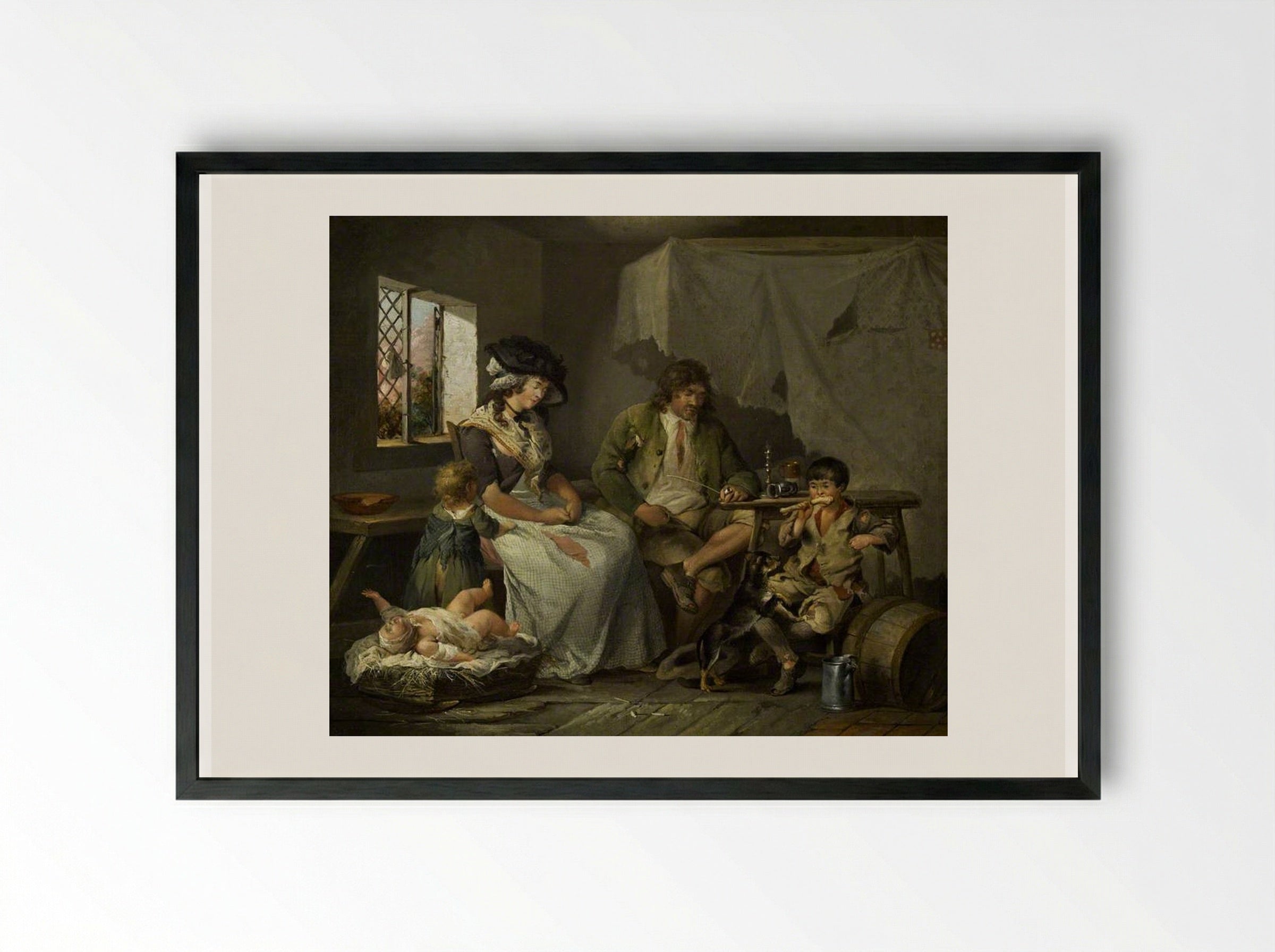 The Miseries of Idleness - George Morland - Framed Print Black
