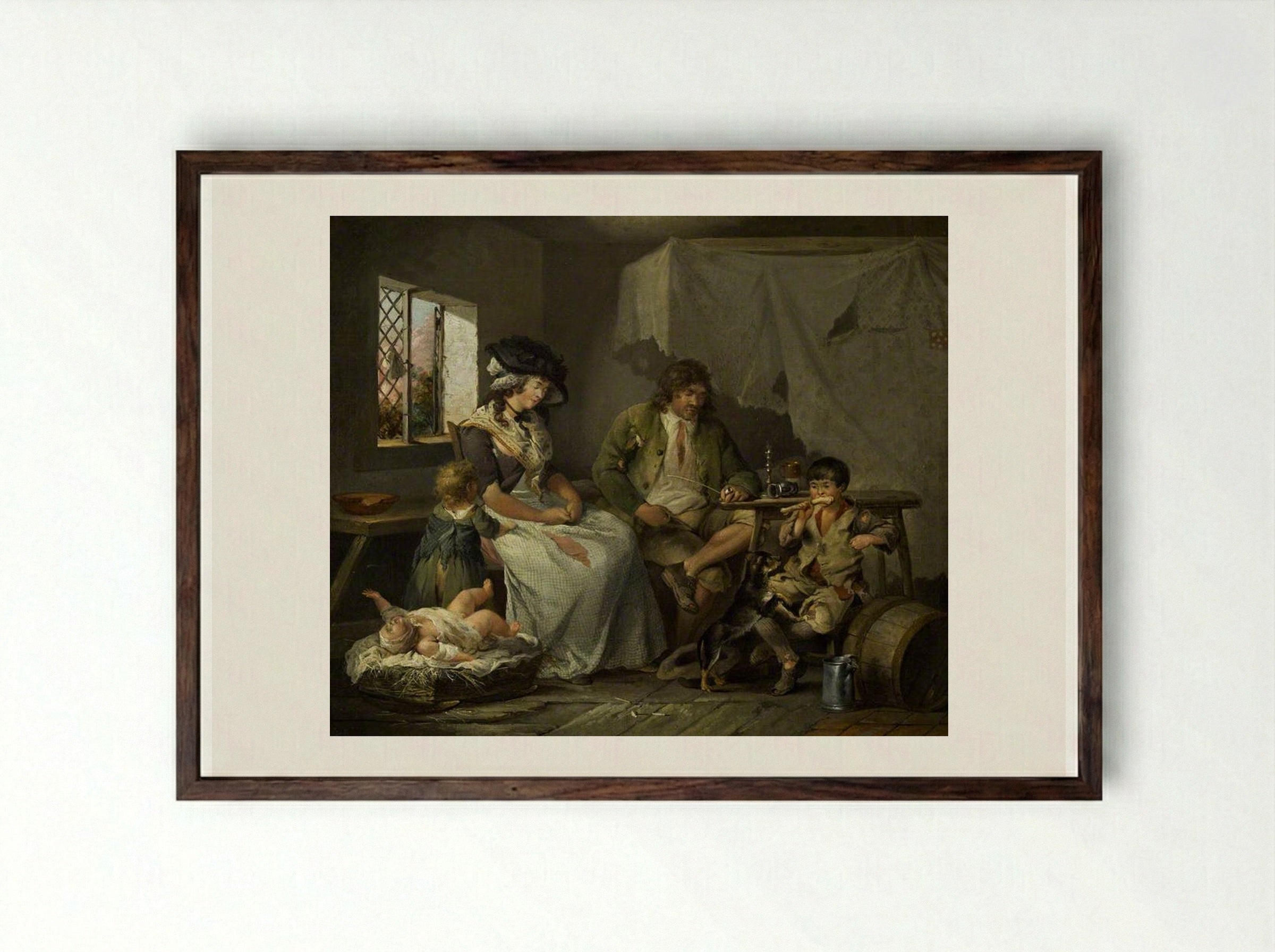 The Miseries of Idleness - George Morland - Framed Print Dark Wood