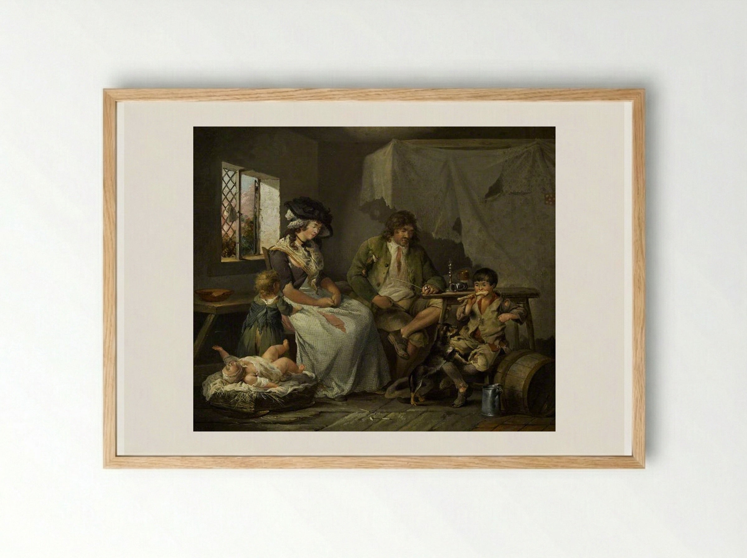 The Miseries of Idleness - George Morland - Framed Print Wood