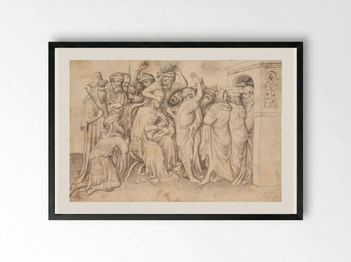The Mocking of Christ - Limbourg brothers - Framed Print Black