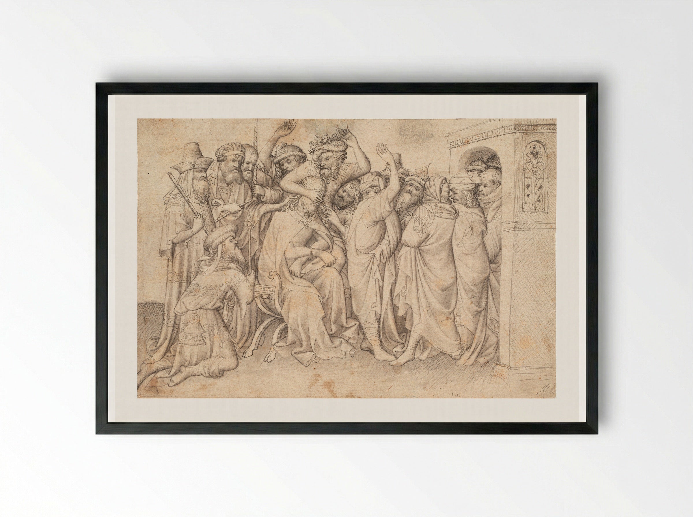 The Mocking of Christ - Limbourg brothers - Framed Print Black